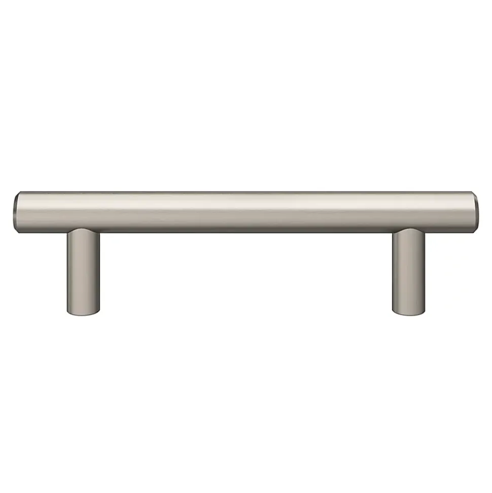 Poignée de meuble en T GoodHome Dizel acier effet nickel satin gris l.136mm x l.12mm x H. 35mm entraxe 96mm