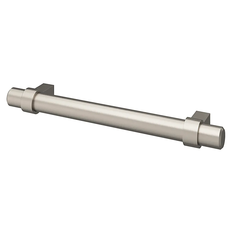 Poignée de meuble en T GoodHome Kerver acier et Zamac effet nickel satin gris l.168mm x l.18mm x H. 34mm entraxe 128mm
