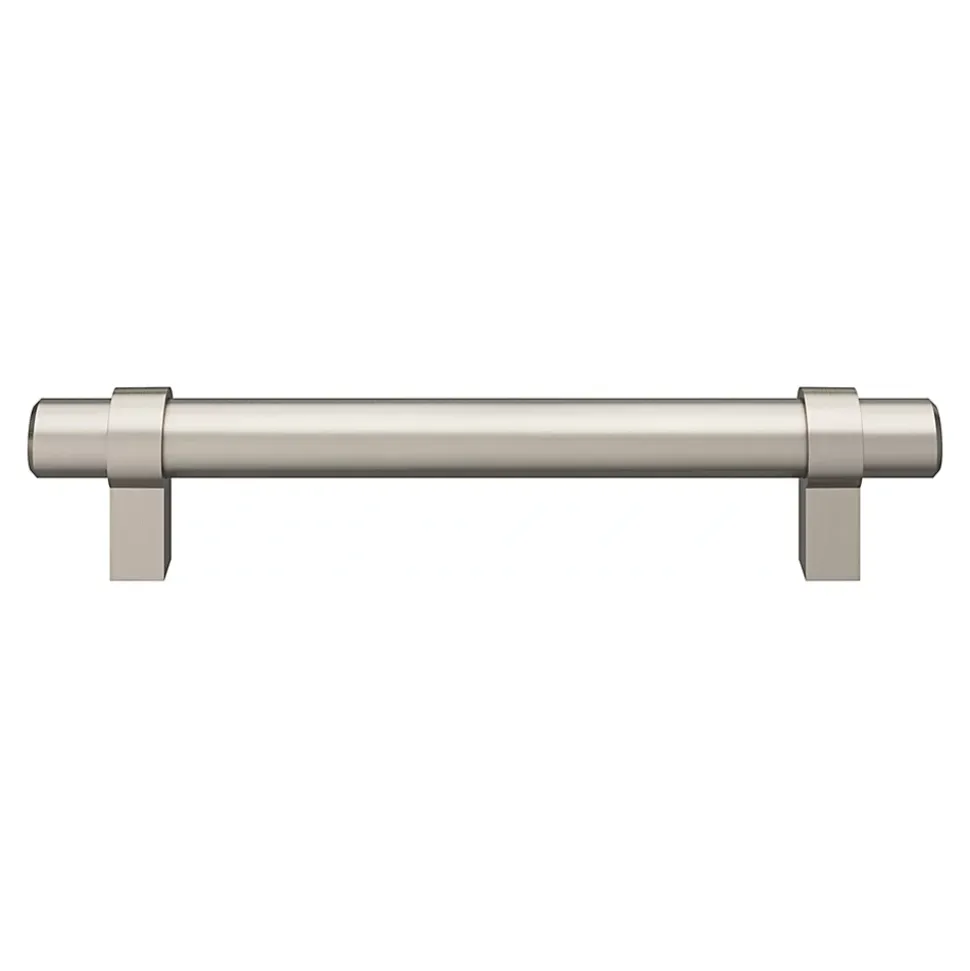 Poignée de meuble en T GoodHome Kerver acier et Zamac effet nickel satin gris l.168mm x l.18mm x H. 34mm entraxe 128mm