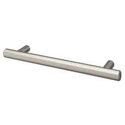 Poignée de meuble en T GoodHome Dizel acier effet nickel satin gris l.168mm x l.12mm x H. 35mm entraxe 128mm