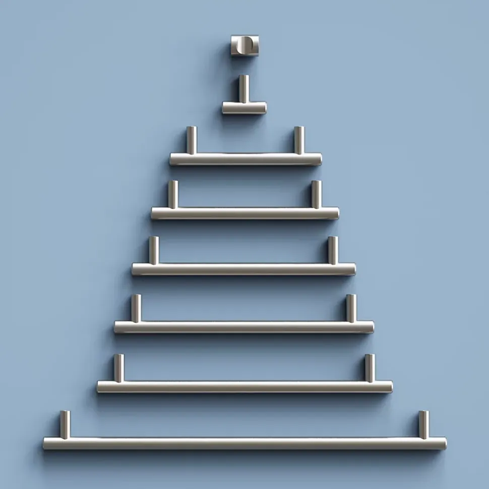 Poignée de meuble en T GoodHome Dizel acier effet nickel satin gris l.168mm x l.12mm x H. 35mm entraxe 128mm