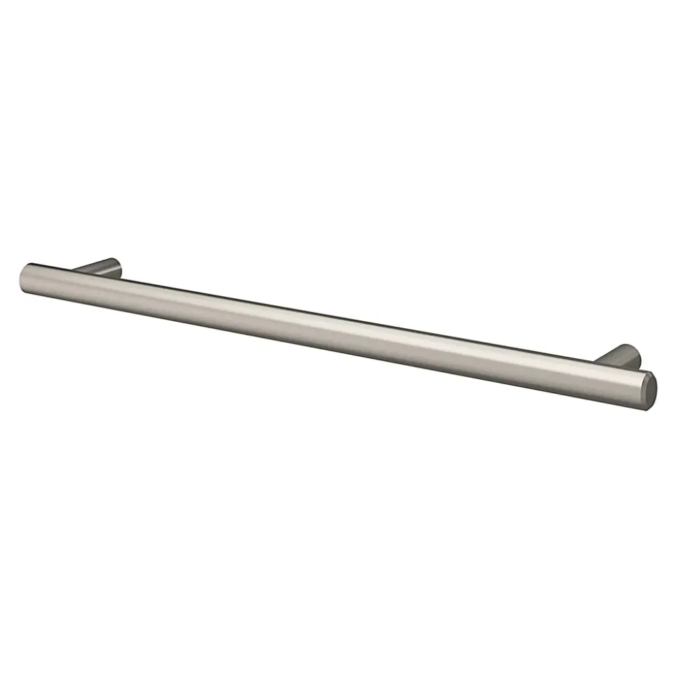 Poignée de meuble en T GoodHome Dizel acier effet nickel satin gris l.264mm x l.12mm x H. 35mm entraxe 224mm