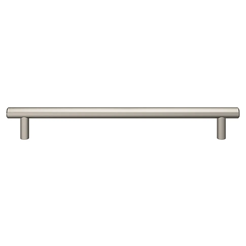 Poignée de meuble en T GoodHome Dizel acier effet nickel satin gris l.264mm x l.12mm x H. 35mm entraxe 224mm