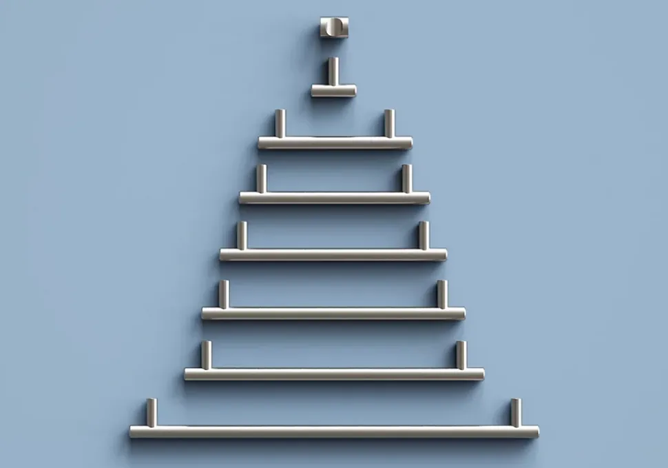 Poignée de meuble en T GoodHome Dizel acier effet nickel satin gris l.264mm x l.12mm x H. 35mm entraxe 224mm