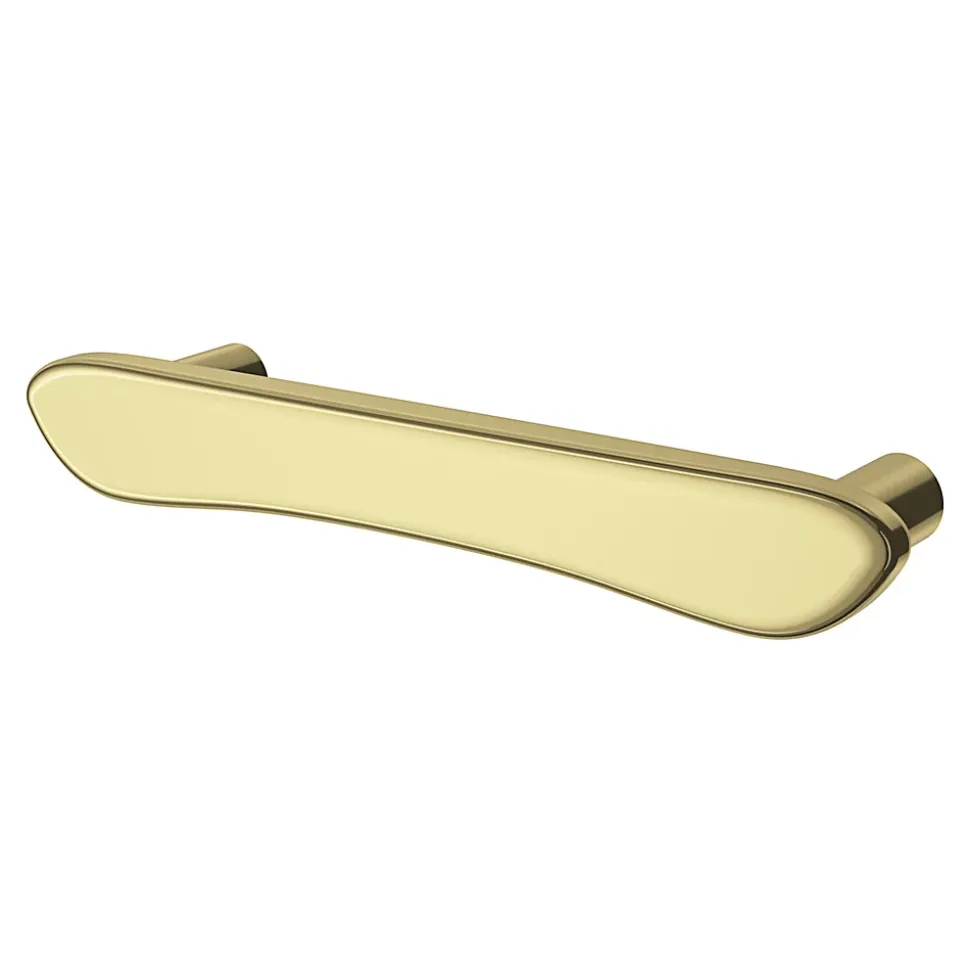 Poignée de meuble en T GoodHome Armel aluminium effet laiton doré l.120mm x l.17mm x H. 30mm entraxe 96mm
