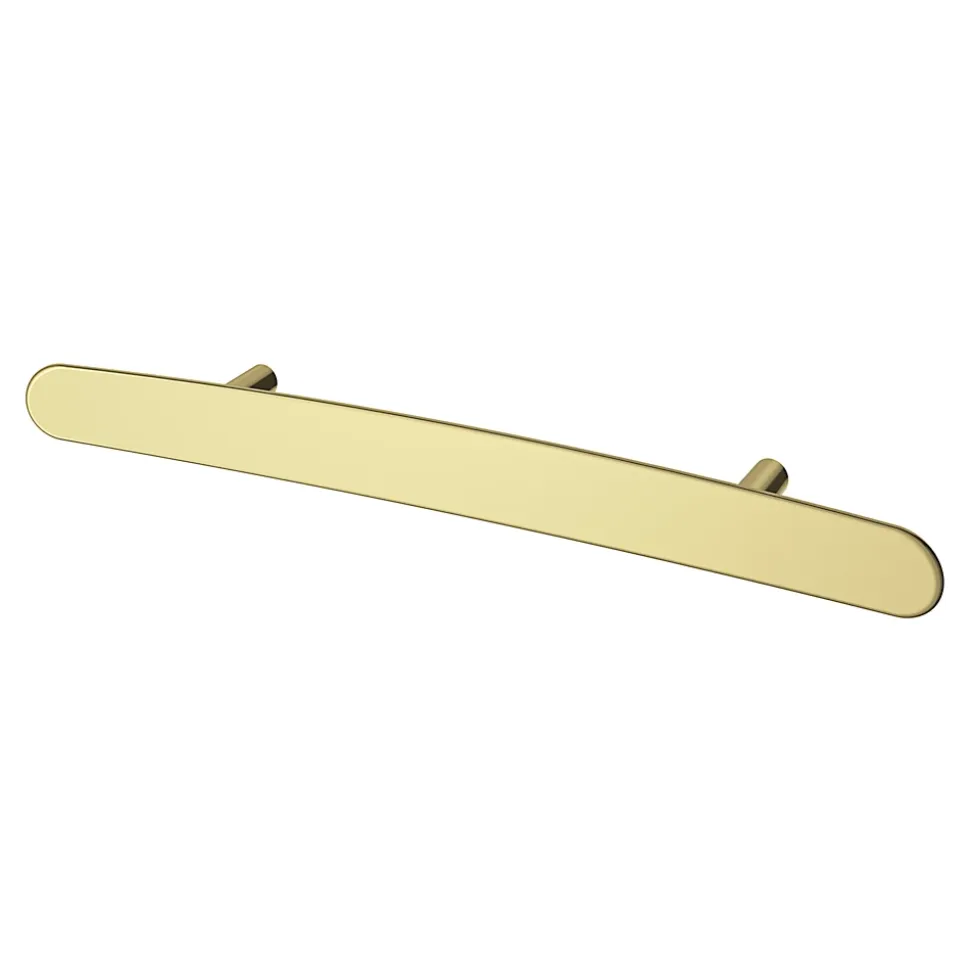 Poignée de meuble en T GoodHome Meham effet laiton doré l.220mm x l.20mm x H. 35mm entraxe 128mm
