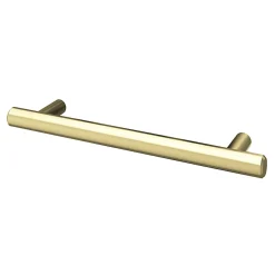 Poignée de meuble en T GoodHome Dizel acier effet laiton satin doré l.168mm x l.12mm x H. 35mm entraxe 128mm