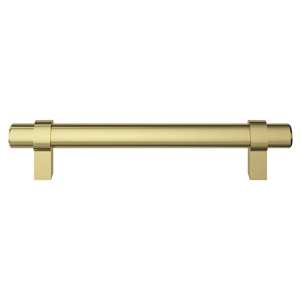 Poignée de meuble en T GoodHome Kerver acier et Zamac effet laiton doré l.168mm x l.18mm x H. 34mm entraxe 128mm