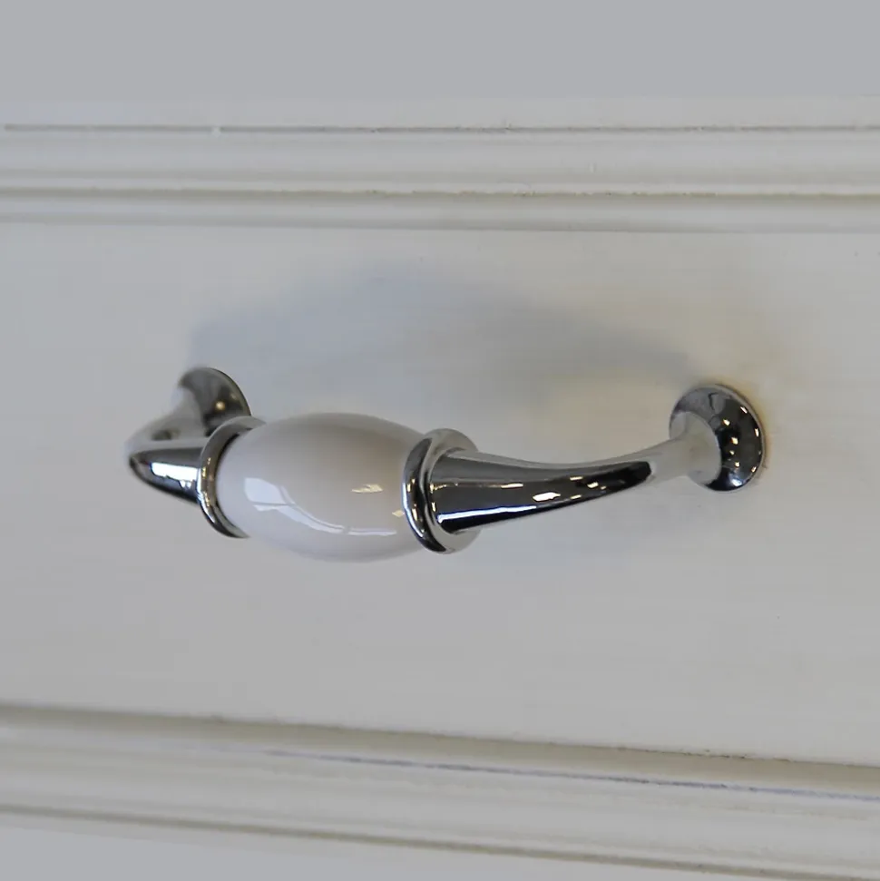 Poignée de meuble GoodHome porcelaine blanc 96mm