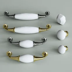 Poignée de meuble GoodHome porcelaine blanc 96mm