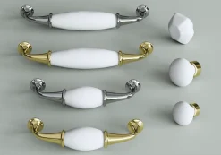 Poignée de meuble GoodHome porcelaine blanc 96mm