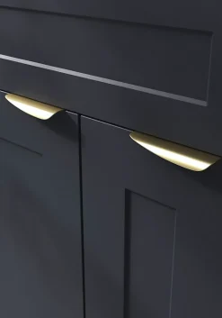Poignée de meuble Incurvé GoodHome Mehaban effet laiton satin doré l.120mm x l.44mm x H. 13mm entraxe 96mm