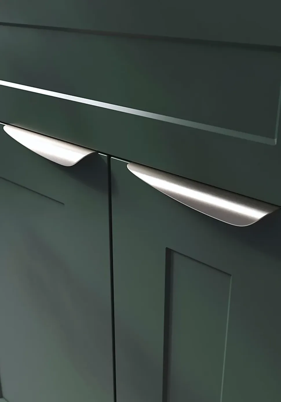 Poignée de meuble Incurvé GoodHome Mehaban effet nickel satin gris l.170mm x l.44mm x H. 18mm entraxe 128mm