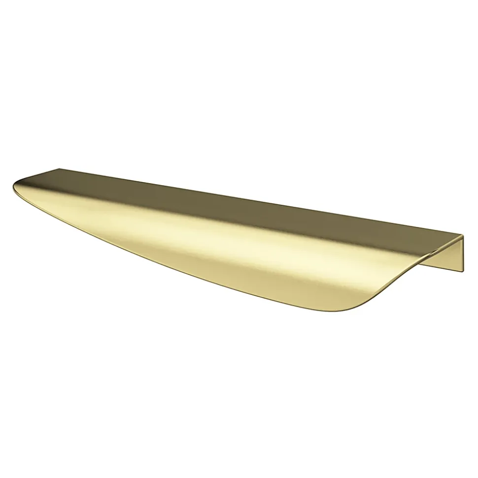 Poignée de meuble Incurvé GoodHome Mehaban effet laiton satin doré l.170mm x l.44mm x H. 18mm entraxe 128mm