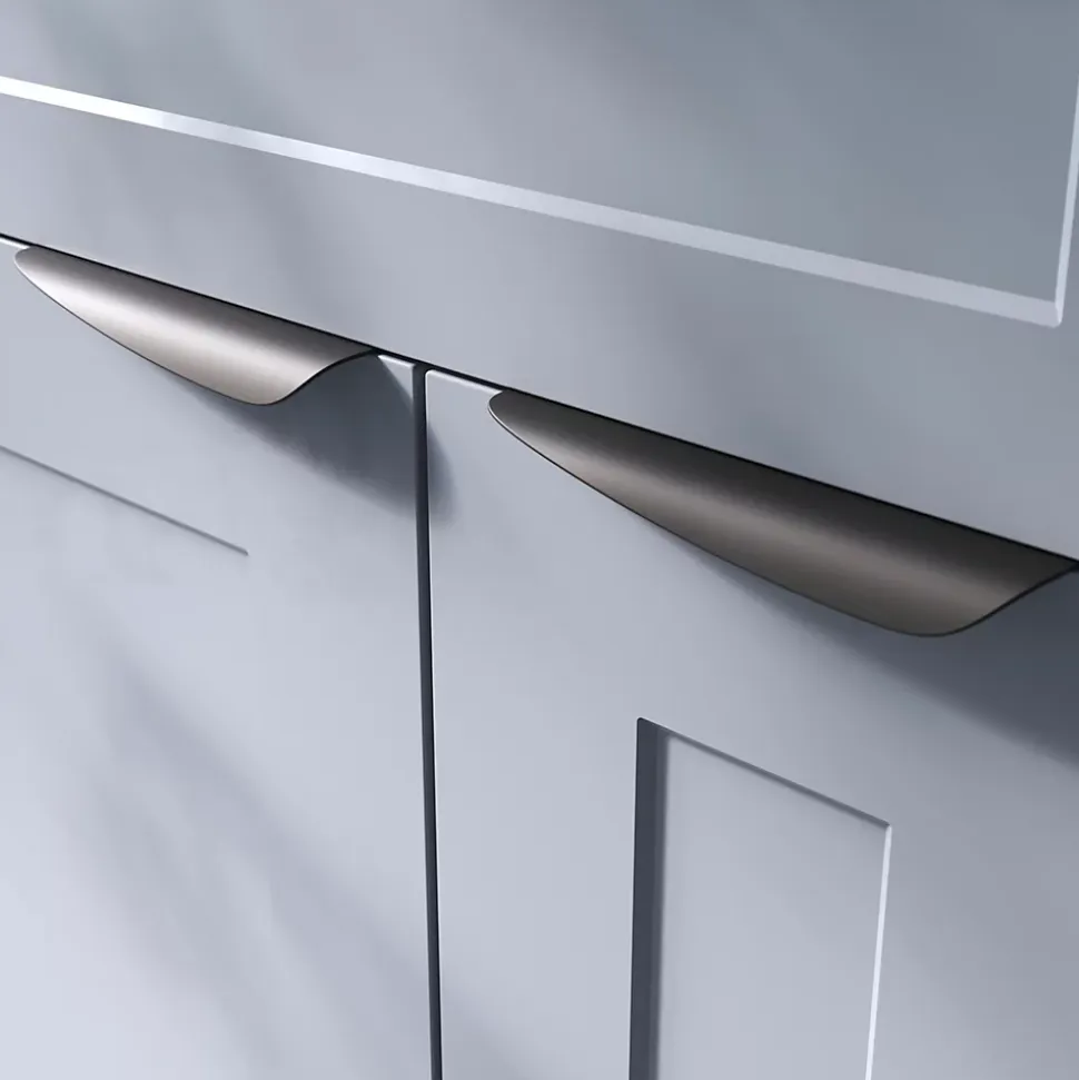 Poignée de meuble Incurvé GoodHome Mehaban mat noir l.170mm x l.44mm x H. 18mm entraxe 128mm