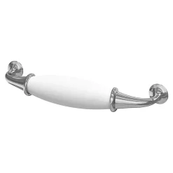 Poignée de meuble nœud GoodHome Porcelaine Vras chrome brillant l.14.2cm x h.2cm x p.3.7cm