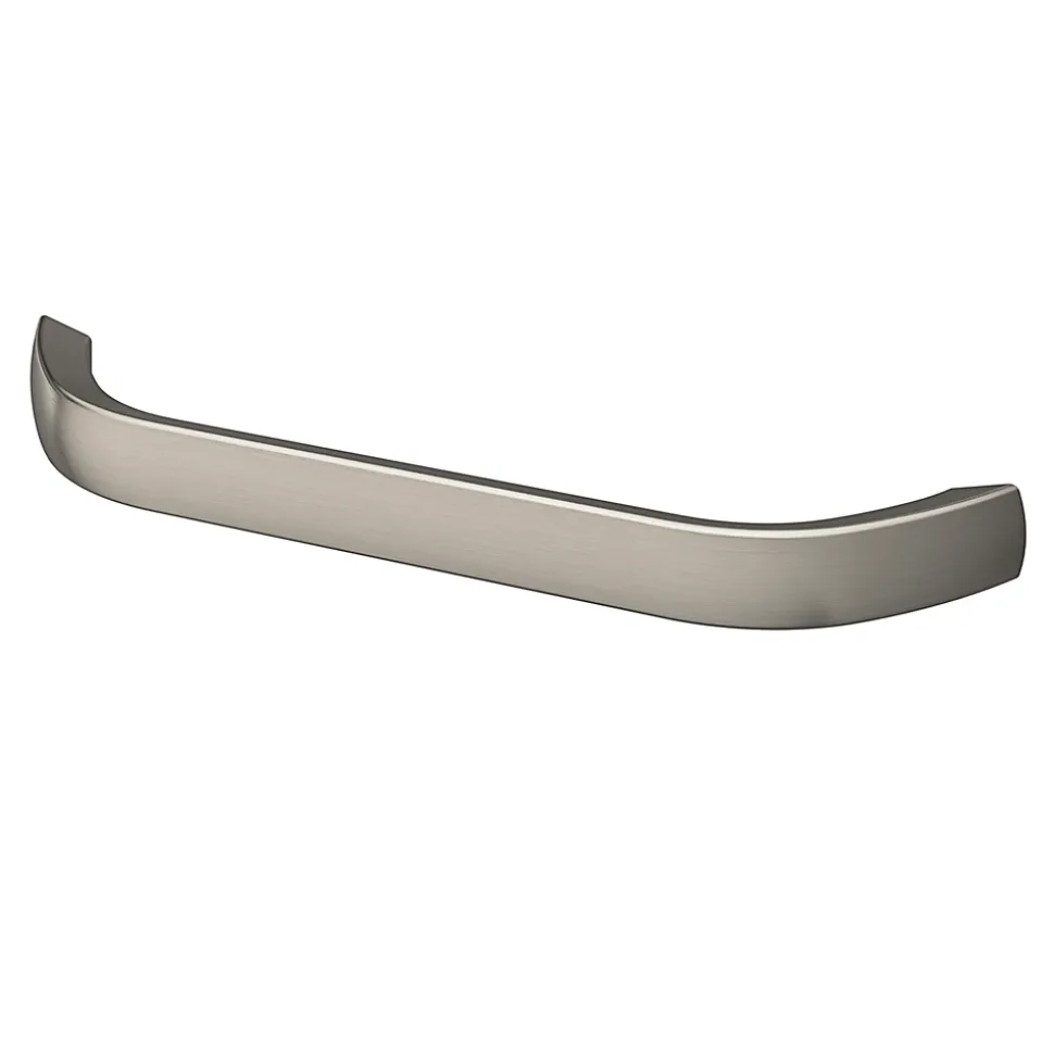 Poignée de meuble nœud GoodHome Irvil aluminium effet nickel satin gris l.142mm x l.12mm x H. 30mm entraxe 128mm