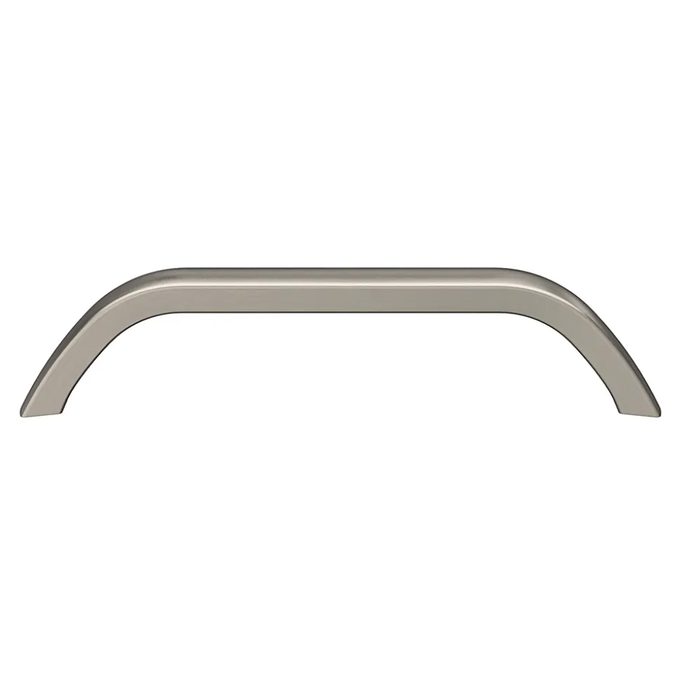 Poignée de meuble nœud GoodHome Irvil aluminium effet nickel satin gris l.142mm x l.12mm x H. 30mm entraxe 128mm