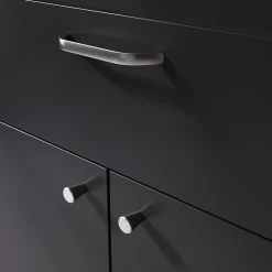 Poignée de meuble nœud GoodHome Irvil aluminium effet nickel satin gris l.142mm x l.12mm x H. 30mm entraxe 128mm