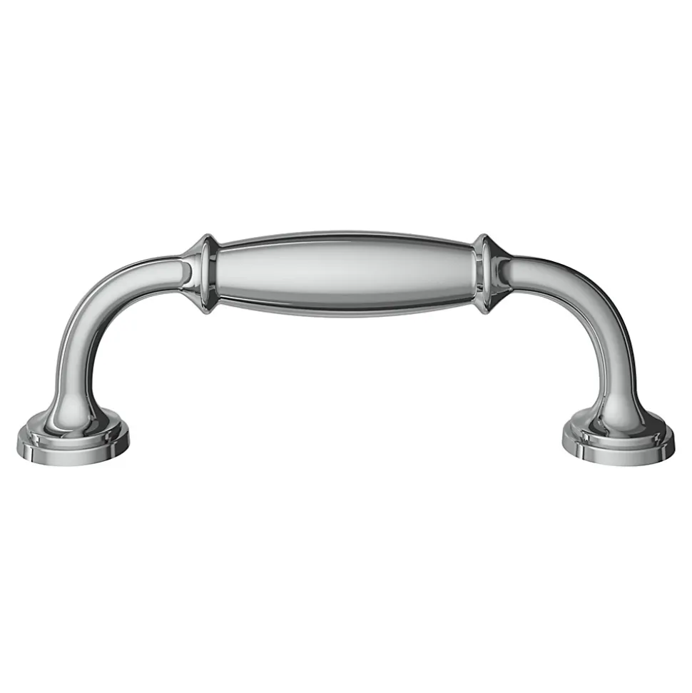 Poignée de meuble nœud GoodHome Ruis effet chromé gris l.116mm x l.20mm x H. 38mm entraxe 96mm