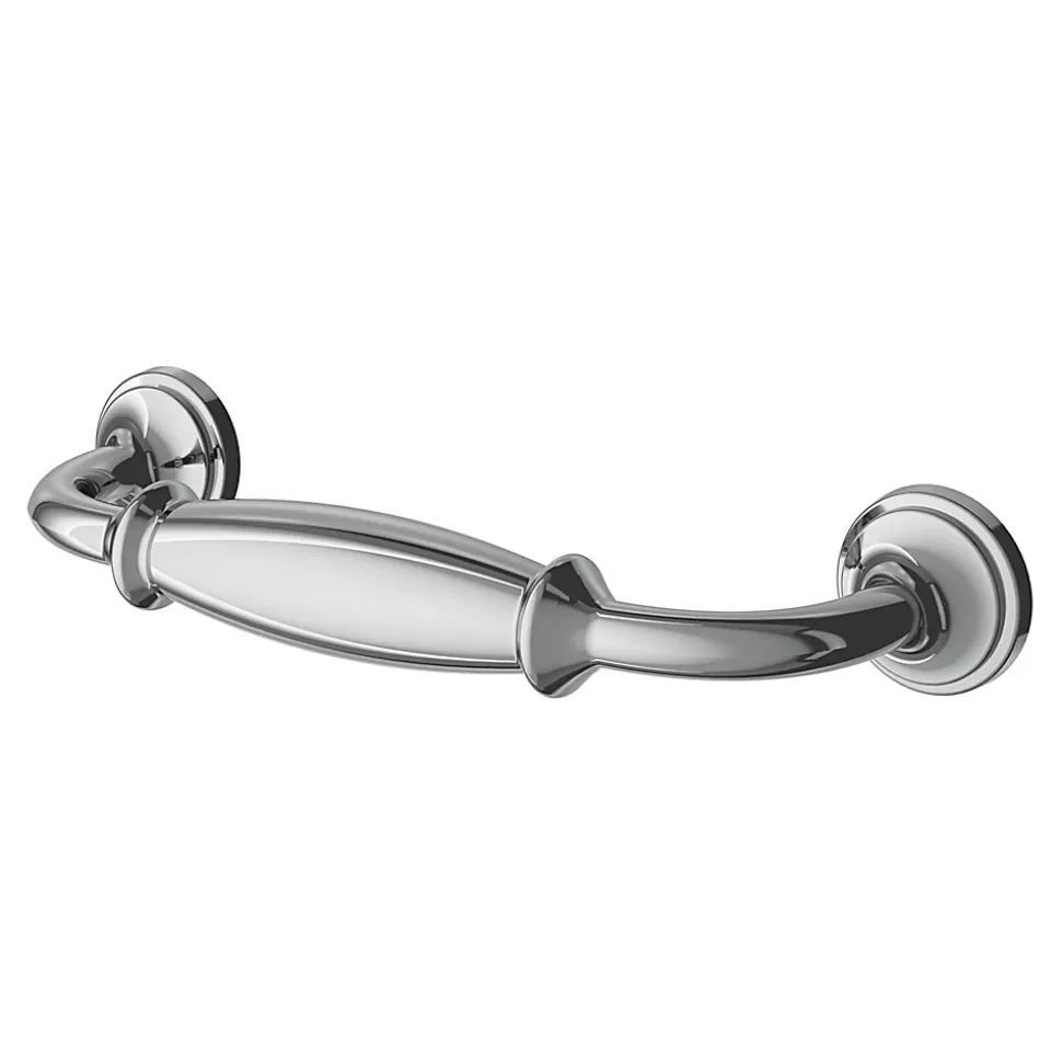 Poignée de meuble nœud GoodHome Ruis effet chromé gris l.116mm x l.20mm x H. 38mm entraxe 96mm