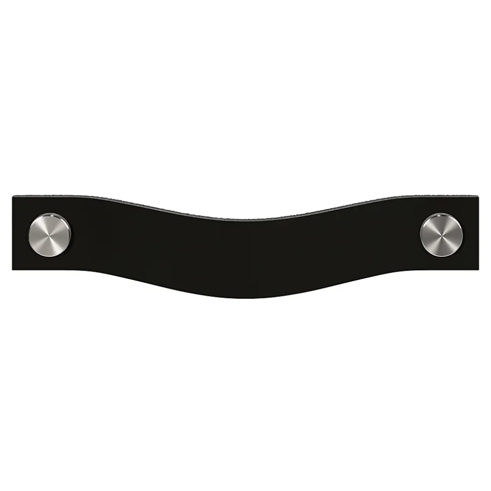 Poignée de meuble nœud GoodHome Hezo cuir et métal satin noir l.153mm x H. 24mm entraxe 128mm