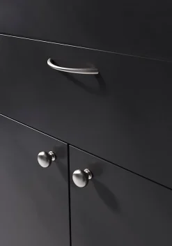 Poignée de meuble nœud GoodHome Primel effet nickel satin gris l.114mm x l.11mm x H. 27mm entraxe 96mm