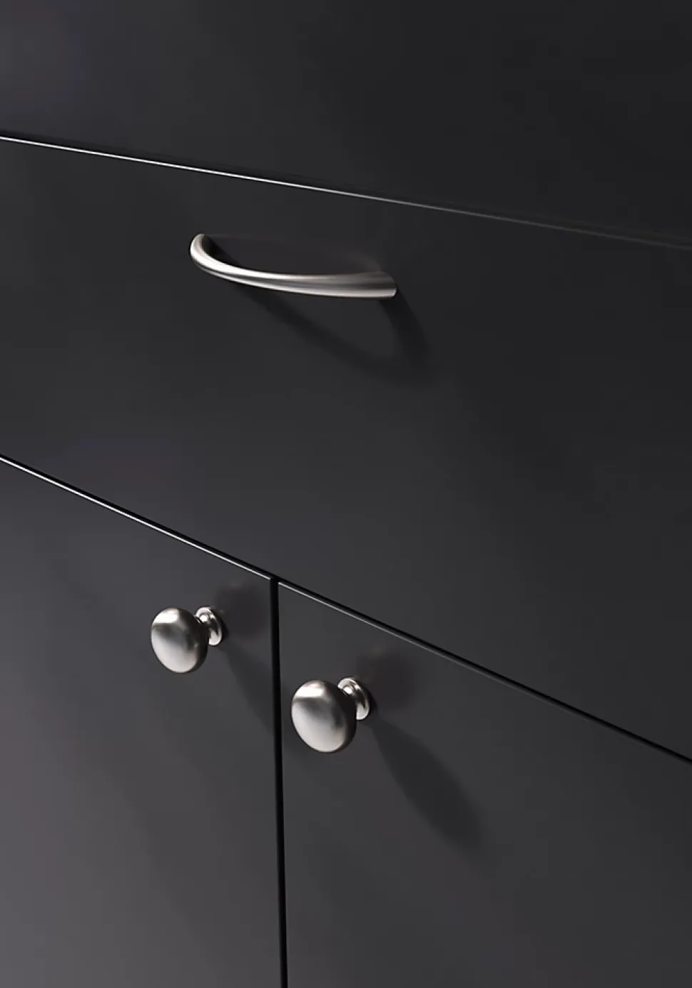 Poignée de meuble nœud GoodHome Primel effet nickel satin gris l.114mm x l.11mm x H. 27mm entraxe 96mm