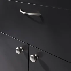 Poignée de meuble nœud GoodHome Primel effet nickel satin gris l.114mm x l.11mm x H. 27mm entraxe 96mm