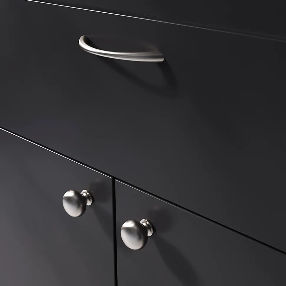 Poignée de meuble nœud GoodHome Primel effet nickel satin gris l.114mm x l.11mm x H. 27mm entraxe 96mm
