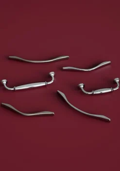 Poignée de meuble nœud GoodHome Ruis effet nickel satin gris l.169mm x l.10mm x H. 25mm entraxe 128mm