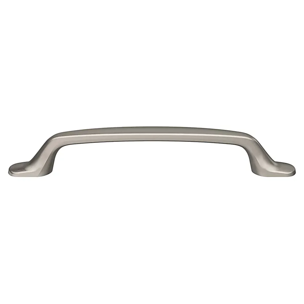 Poignée de meuble nœud GoodHome Govlin aluminium effet nickel satin gris l.164mm x l.20mm x H. 24mm entraxe 128mm