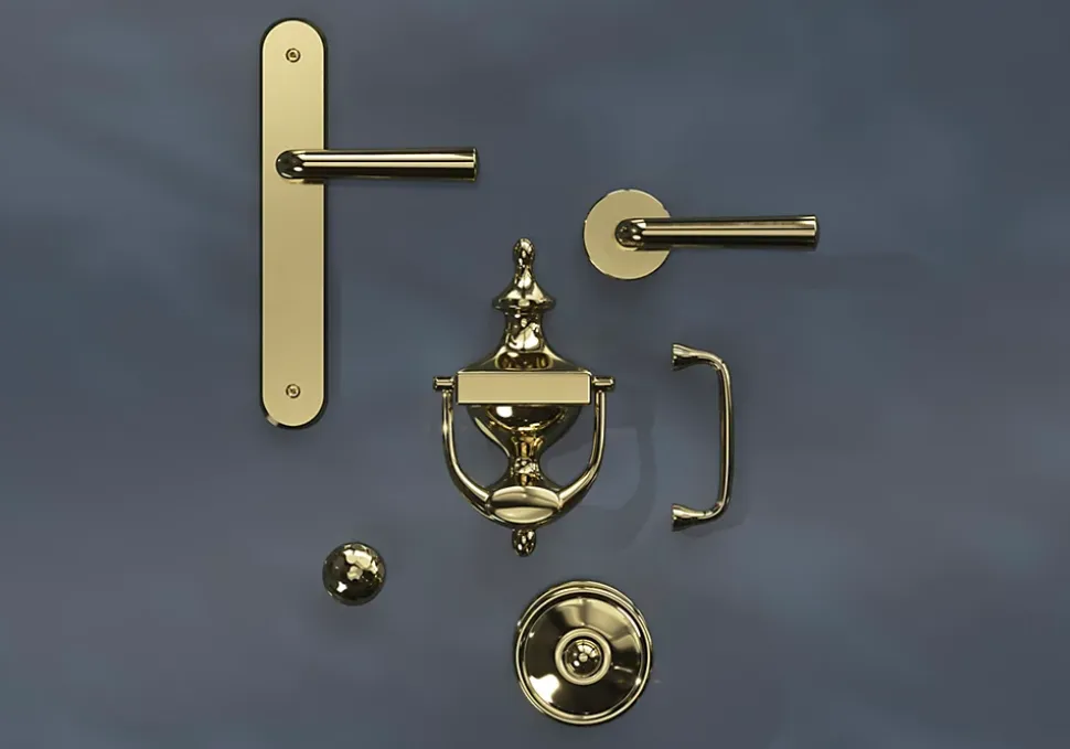 Poignée de meuble nœud GoodHome Tudy Laiton effet laiton doré l.110mm x H. 15mm entraxe 96mm