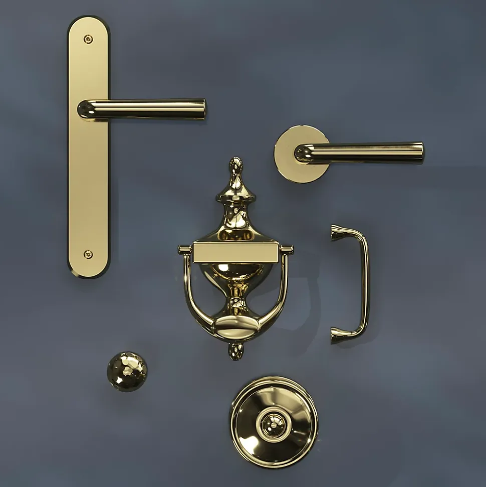 Poignée de meuble nœud GoodHome Tudy Laiton effet laiton doré l.110mm x H. 15mm entraxe 96mm