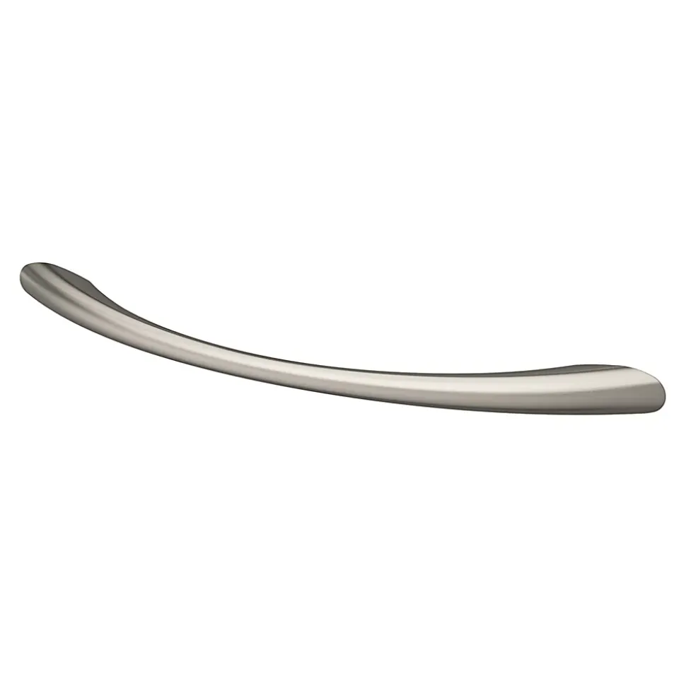 Poignée de meuble nœud GoodHome Primel effet nickel satin gris l.160mm x l.9mm x H. 27mm entraxe 128mm
