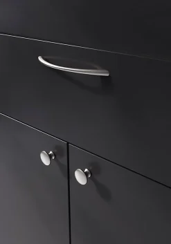 Poignée de meuble nœud GoodHome Primel effet nickel satin gris l.160mm x l.9mm x H. 27mm entraxe 128mm