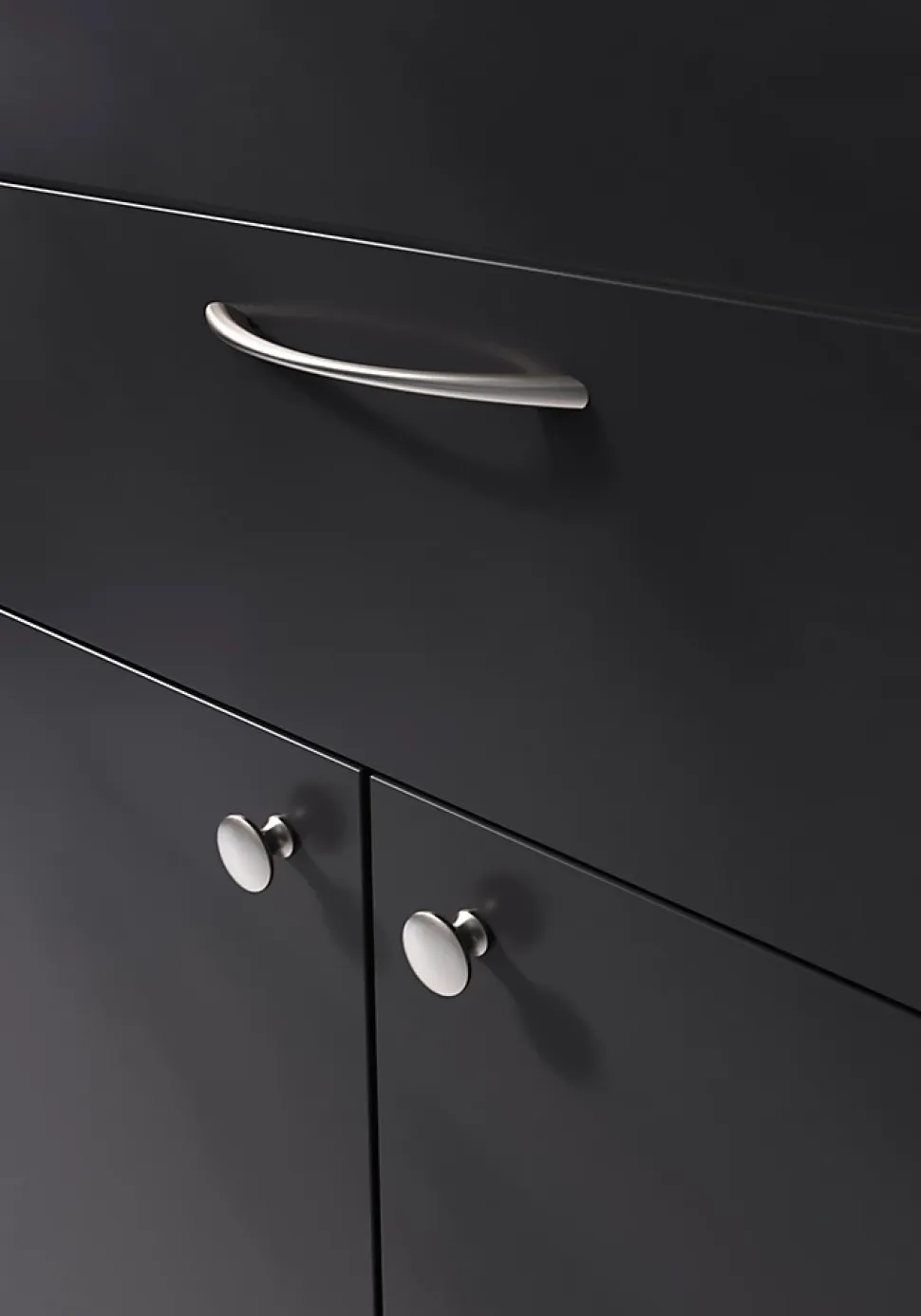 Poignée de meuble nœud GoodHome Primel effet nickel satin gris l.160mm x l.9mm x H. 27mm entraxe 128mm
