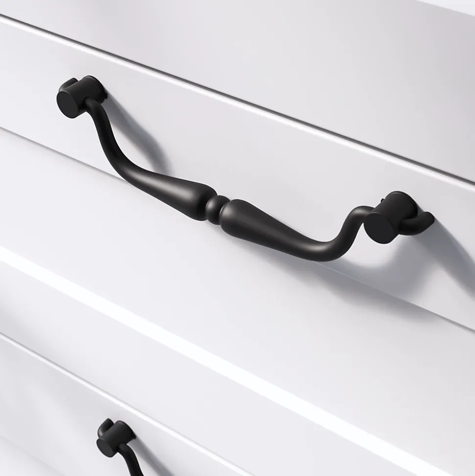 Poignée de meuble nœud GoodHome Kilhog mat noir l.143mm x H. 35mm entraxe 128mm