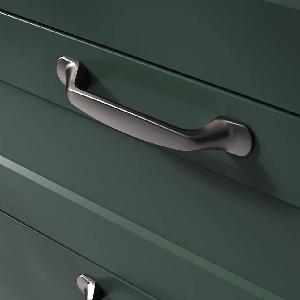 Poignée de meuble nœud GoodHome Govlin aluminium effet nickel satin gris l.131mm x l.19mm x H. 24mm entraxe 96mm