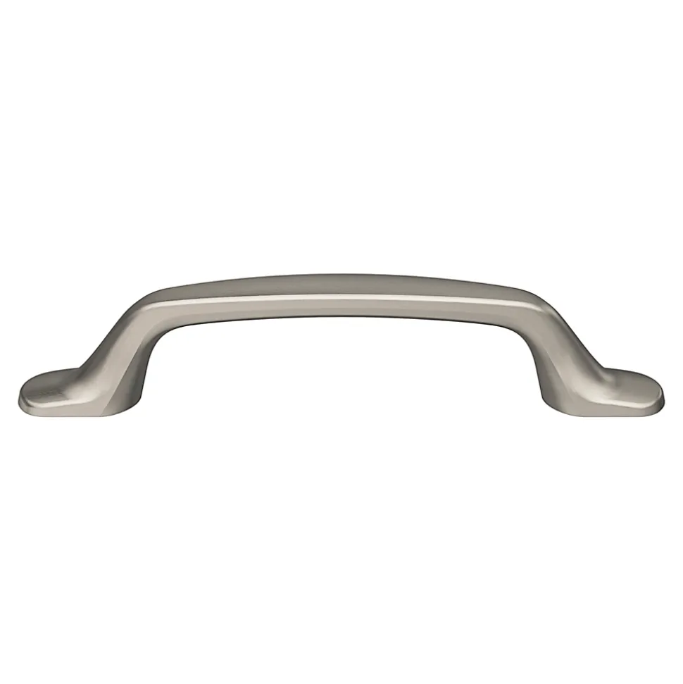 Poignée de meuble nœud GoodHome Govlin aluminium effet nickel satin gris l.131mm x l.19mm x H. 24mm entraxe 96mm