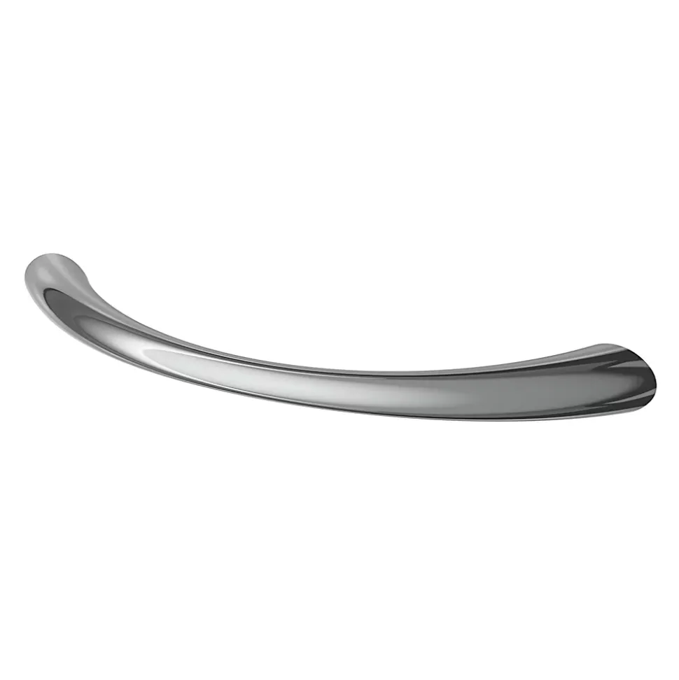 Poignée de meuble nœud GoodHome Primel effet chromé gris l.114mm x l.11mm x H. 27mm entraxe 96mm
