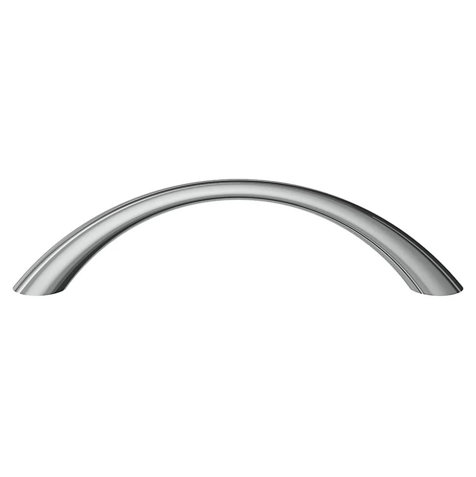 Poignée de meuble nœud GoodHome Primel effet chromé gris l.114mm x l.11mm x H. 27mm entraxe 96mm