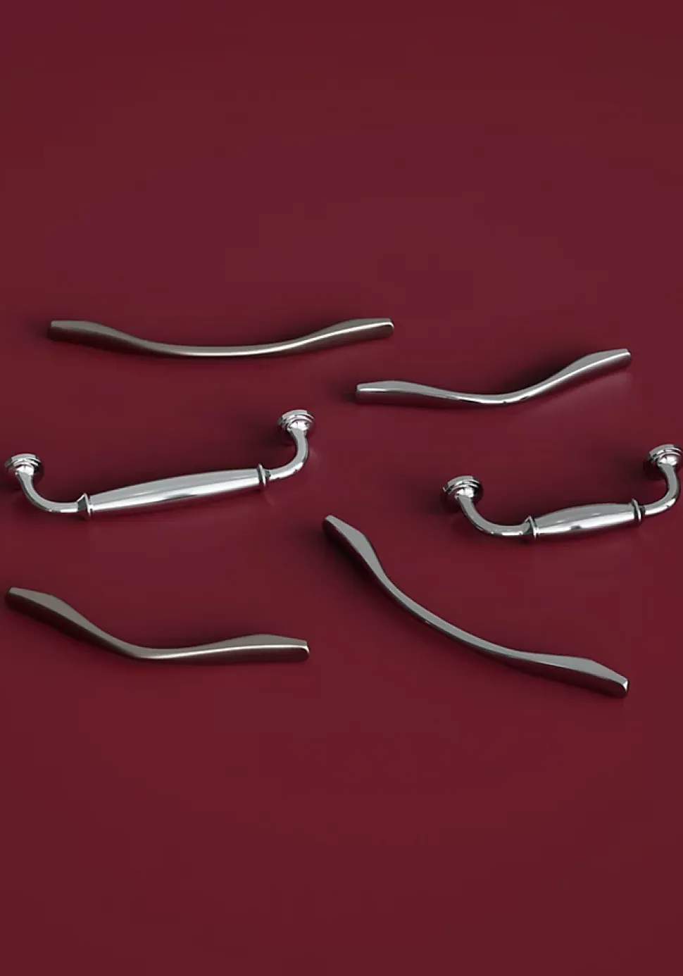 Poignée de meuble nœud GoodHome Ruis effet chromé gris l.169mm x l.10mm x H. 25mm entraxe 128mm