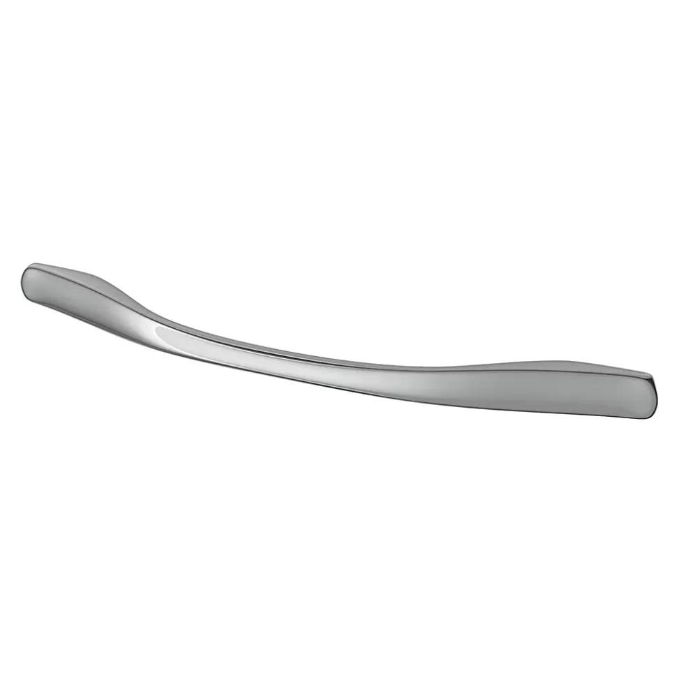 Poignée de meuble nœud GoodHome Ruis effet chromé gris l.169mm x l.10mm x H. 25mm entraxe 128mm
