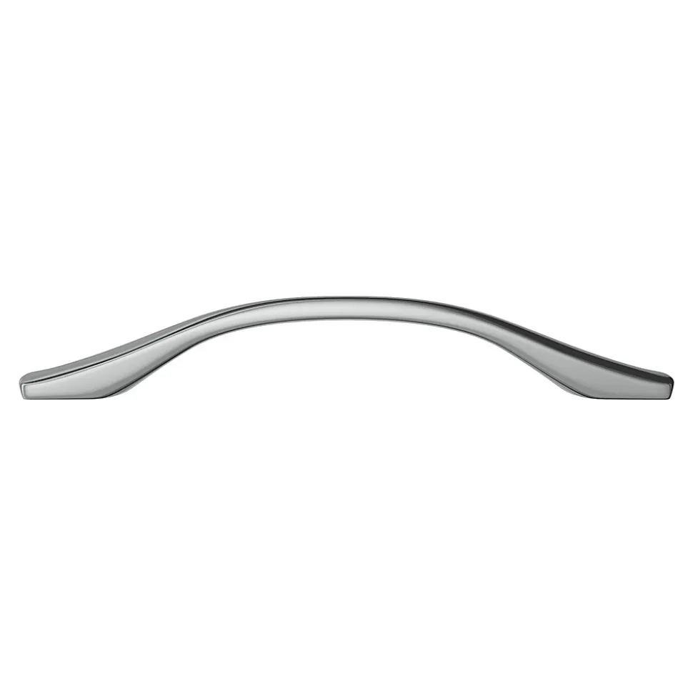 Poignée de meuble nœud GoodHome Ruis effet chromé gris l.169mm x l.10mm x H. 25mm entraxe 128mm