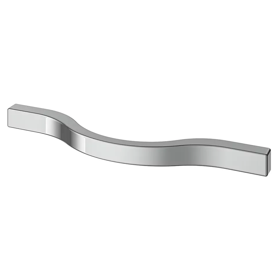 Poignée de meuble nœud GoodHome Prat aluminium effet chromé gris l.130mm x l.10mm x H. 24mm entraxe 96mm