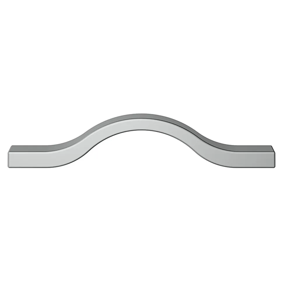 Poignée de meuble nœud GoodHome Prat aluminium effet chromé gris l.130mm x l.10mm x H. 24mm entraxe 96mm