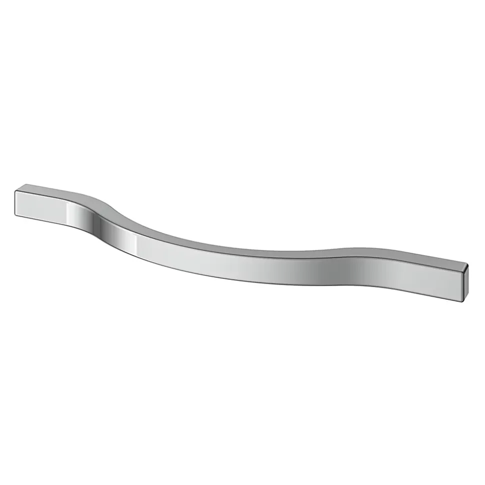 Poignée de meuble nœud GoodHome Prat aluminium effet chromé gris l.162mm x l.10mm x H. 26mm entraxe 128mm