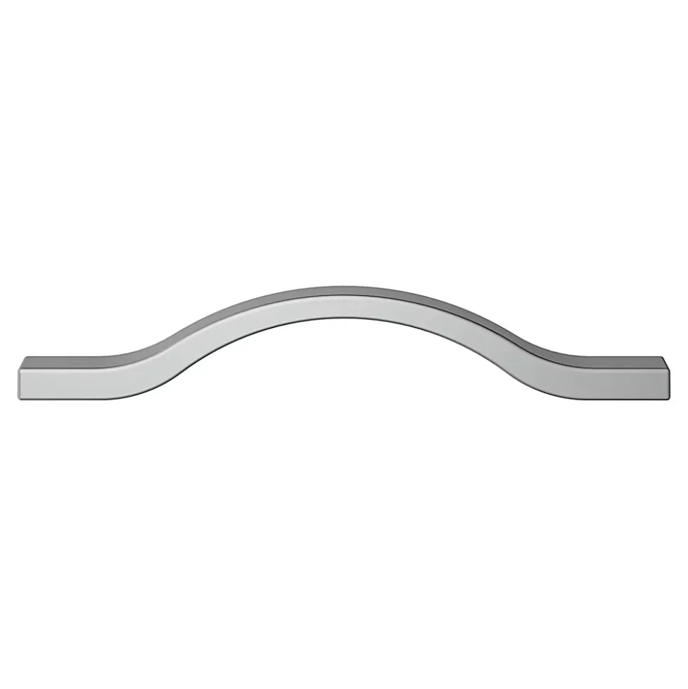 Poignée de meuble nœud GoodHome Prat aluminium effet chromé gris l.162mm x l.10mm x H. 26mm entraxe 128mm