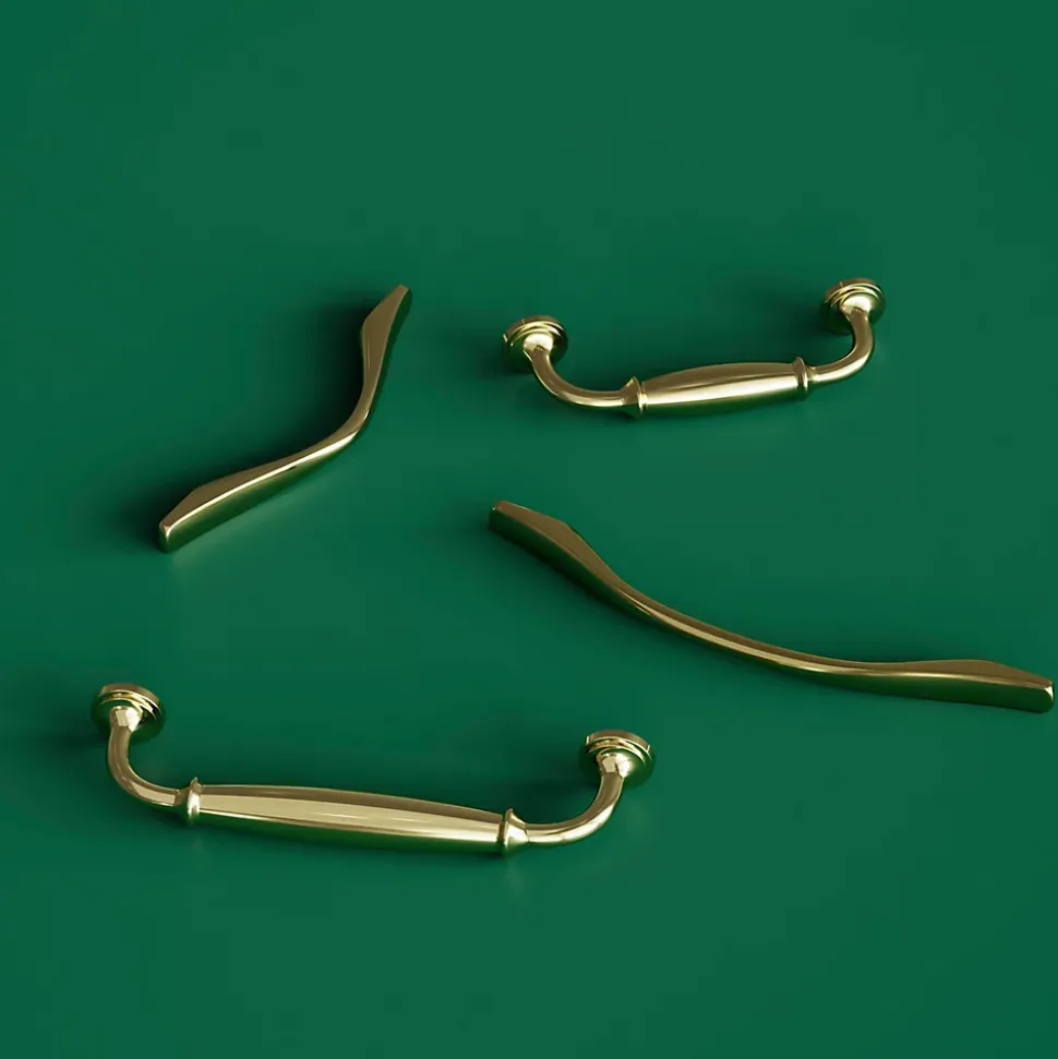 Poignée de meuble nœud GoodHome Ruis effet laiton doré l.116mm x l.20mm x H. 38mm entraxe 96mm